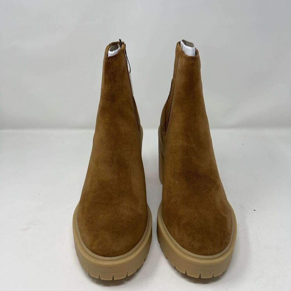 Dolce Vita Caster H2O Booties Camel Heeled Boot Suede Maximalist NIB 9 - Picture 3 of 6